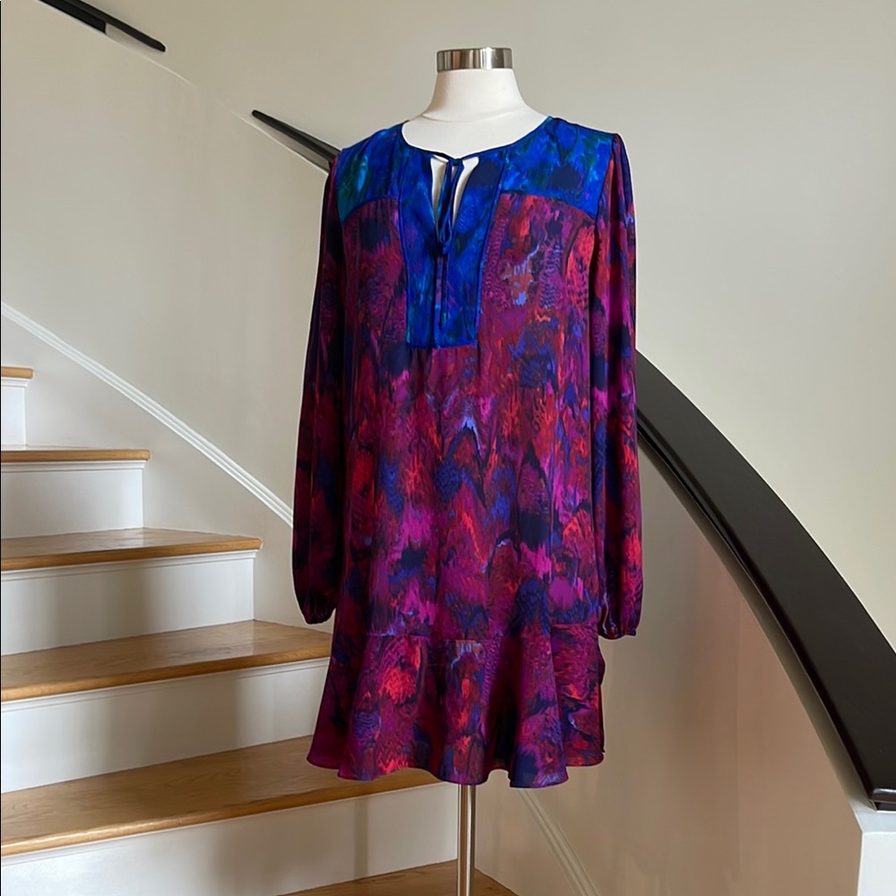 BCBG Maxazria Vibrant Multicolor Long Sleeve Dress